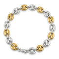 Puff Mariner Two Tone Bracelet - 925 Sterling Silver 8 Inch
