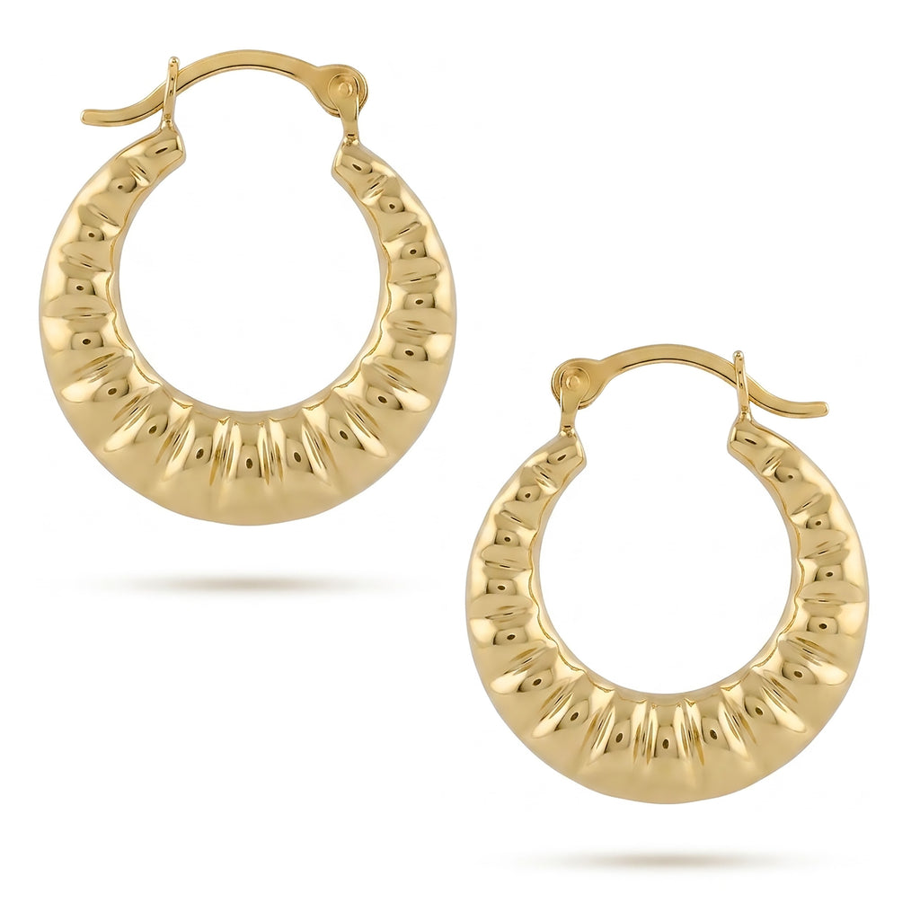 Tiny Shrimp Hoop Earrings | Real 14K Yellow Gold | Classic Shell Design (Copy)