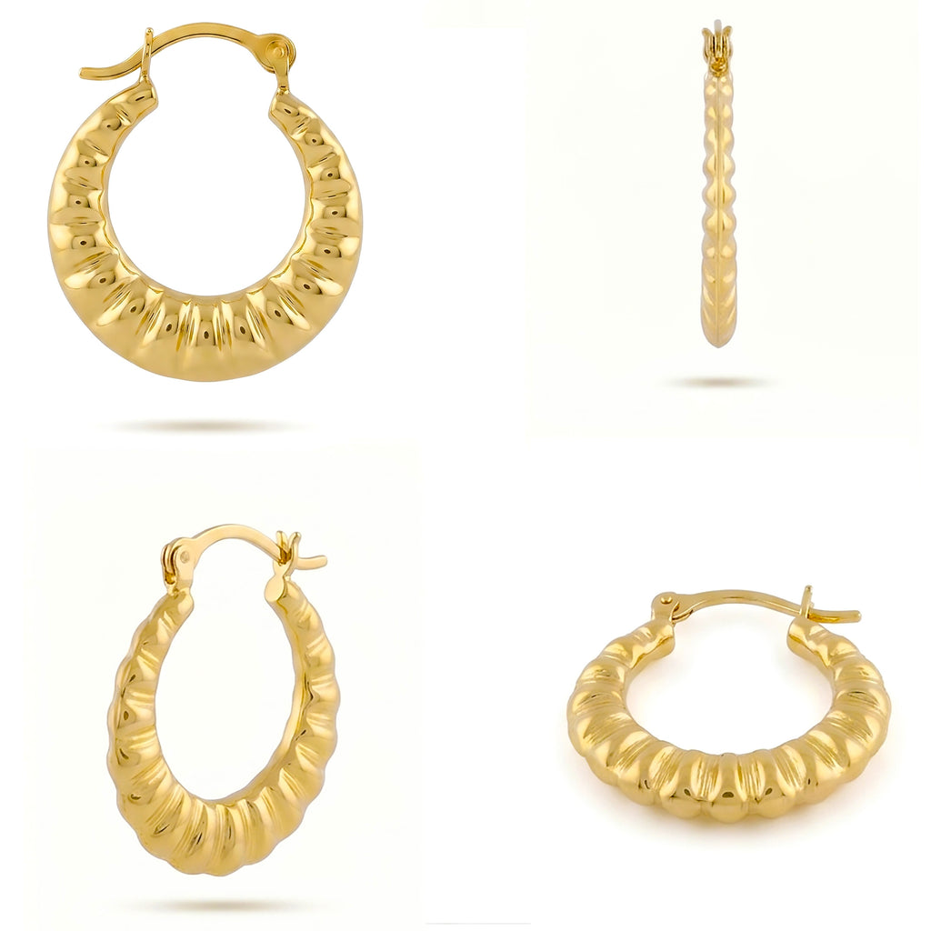 Tiny Shrimp Hoop Earrings | Real 14K Yellow Gold | Classic Shell Design (Copy)