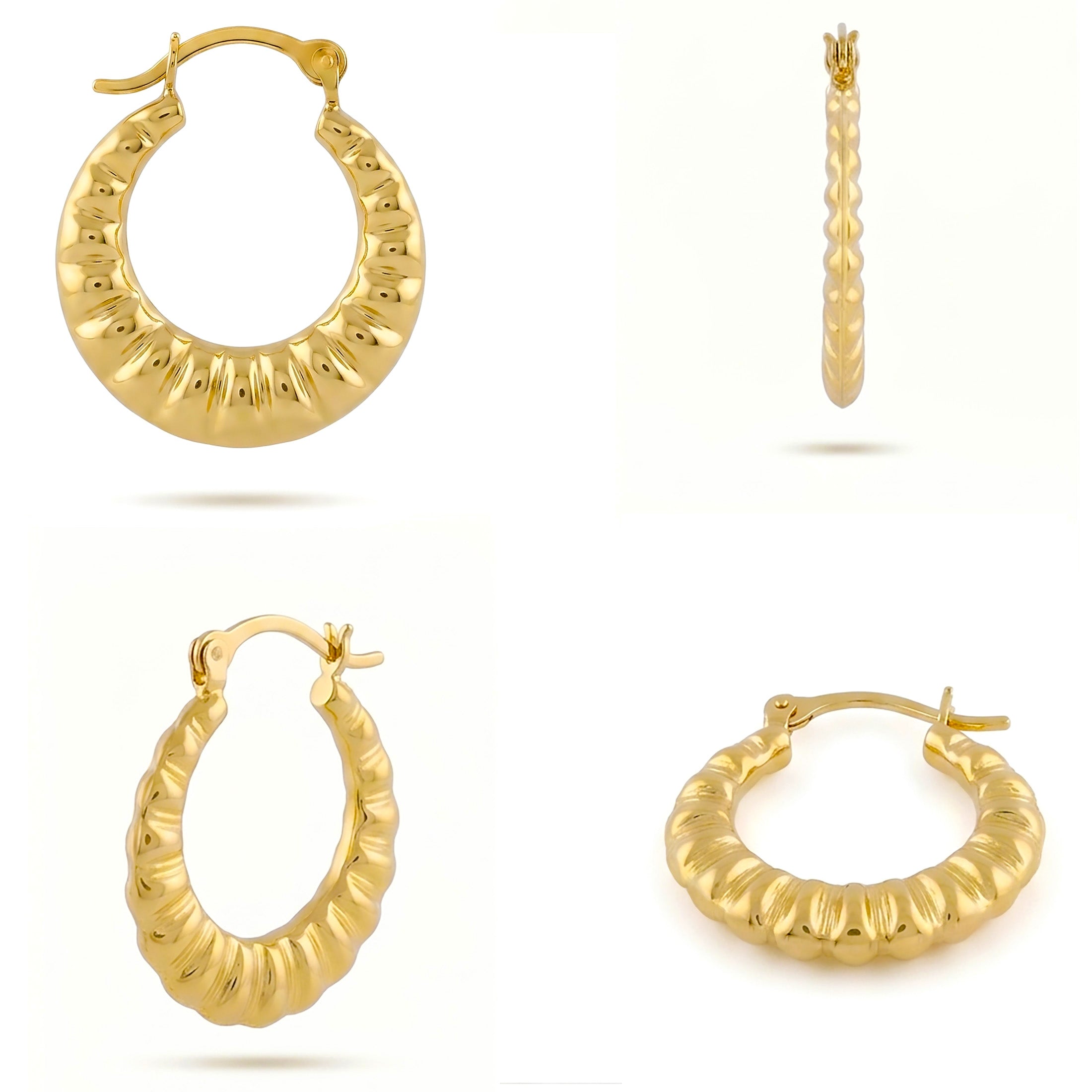 Tiny Shrimp Hoop Earrings | Real 14K Yellow Gold | Classic Shell Design (Copy)