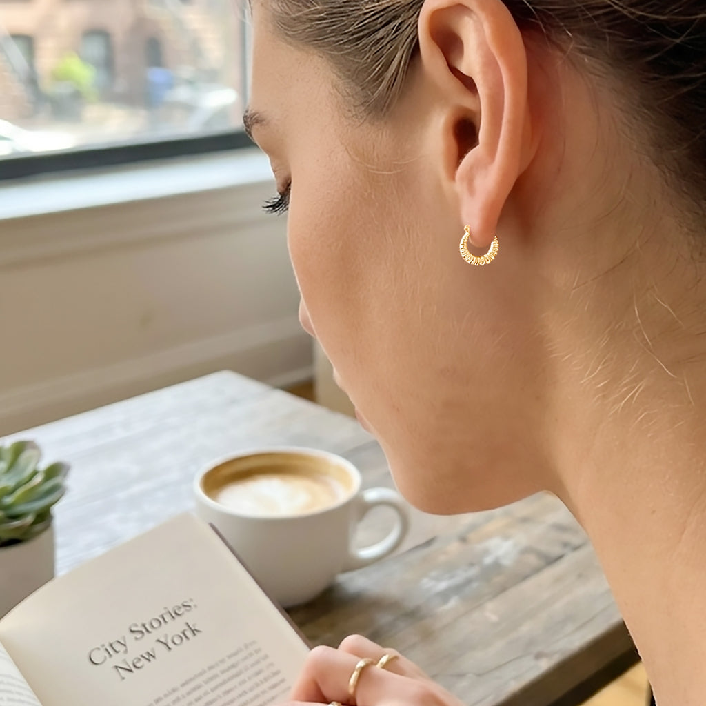 Tiny Shrimp Hoop Earrings | Real 14K Yellow Gold | Classic Shell Design (Copy)