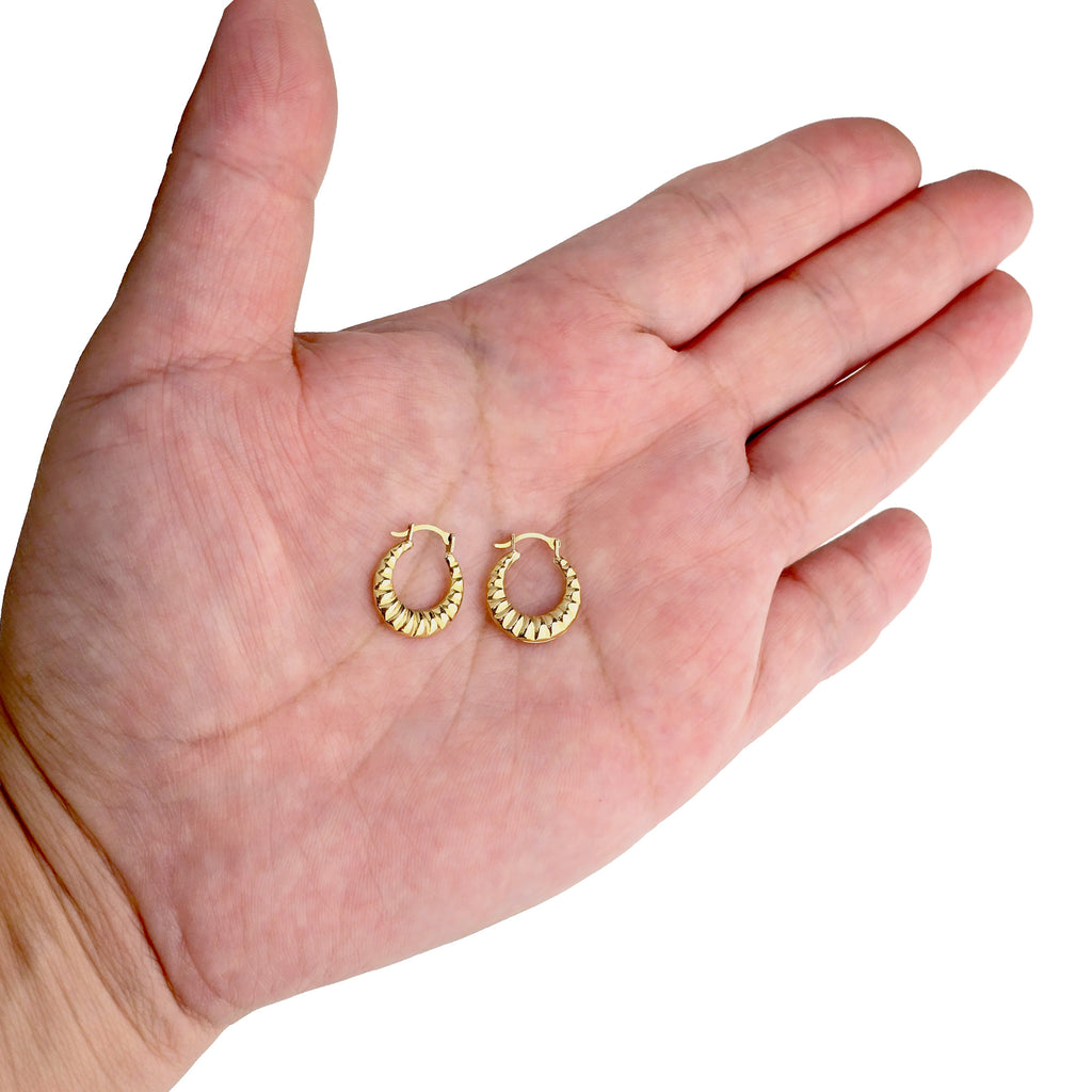 Tiny Shrimp Hoop Earrings | Real 14K Yellow Gold | Classic Shell Design (Copy)