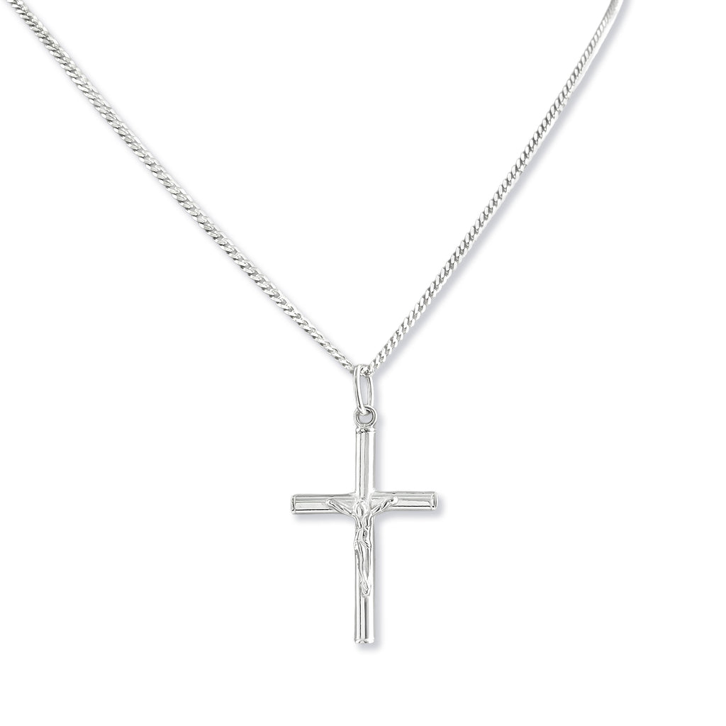 925 Sterling Silver Crucifix Necklace | Unisex Solid Silver Cross Pendant | Religious Christian Jewelry Gift for Men Women