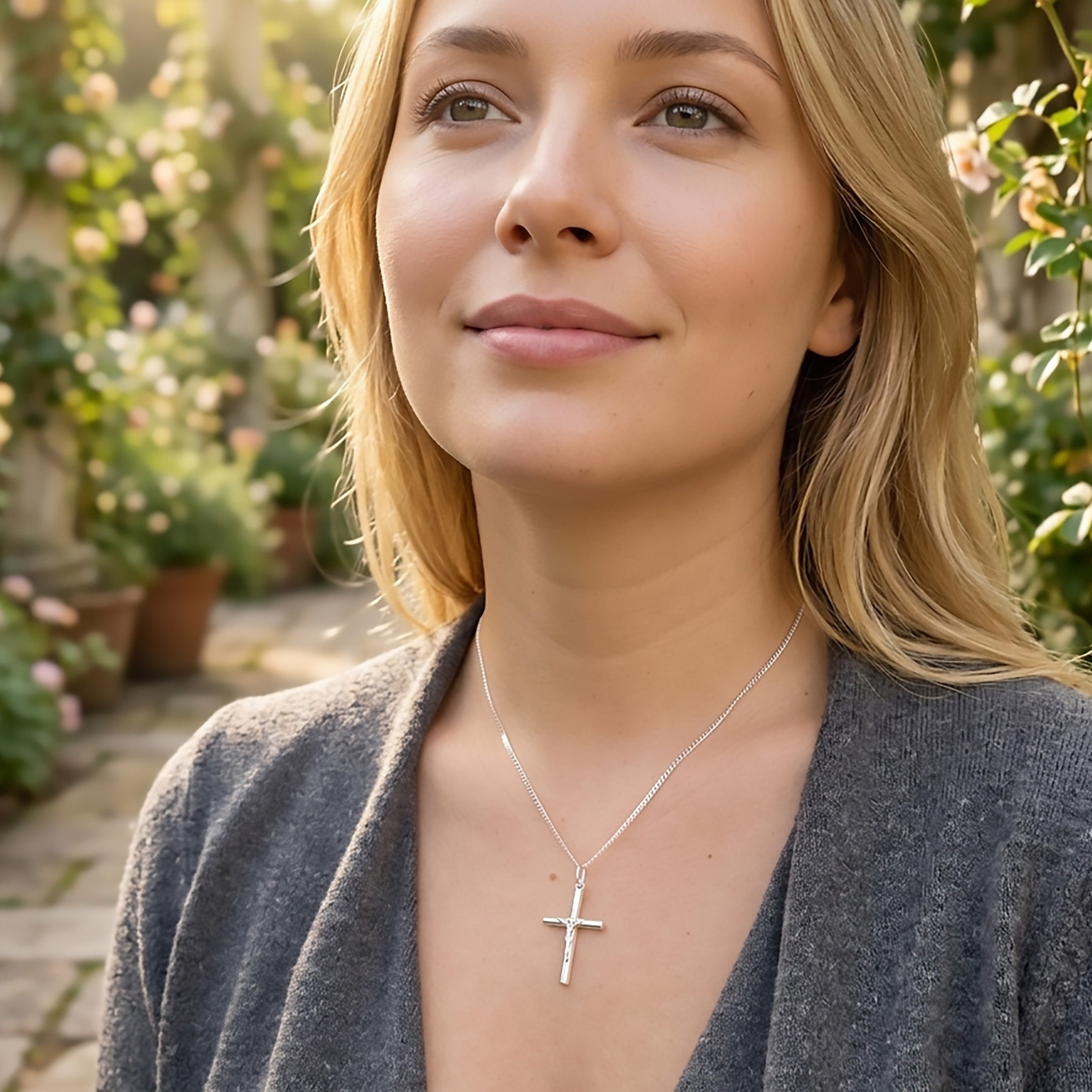 925 Sterling Silver Crucifix Necklace | Unisex Solid Silver Cross Pendant | Religious Christian Jewelry Gift for Men Women