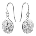 925 Sterling Silver Sand Dollar Dangle Earrings Beach Ocean Jewelry