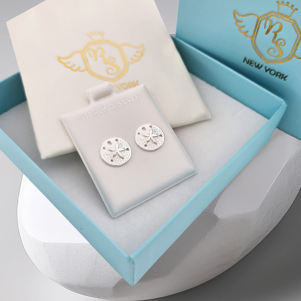 Sand Dollar Stud Earrings Real Sterling Silver 925 12mm=0.47 inch |Beach Jewelry |By Ritastephens