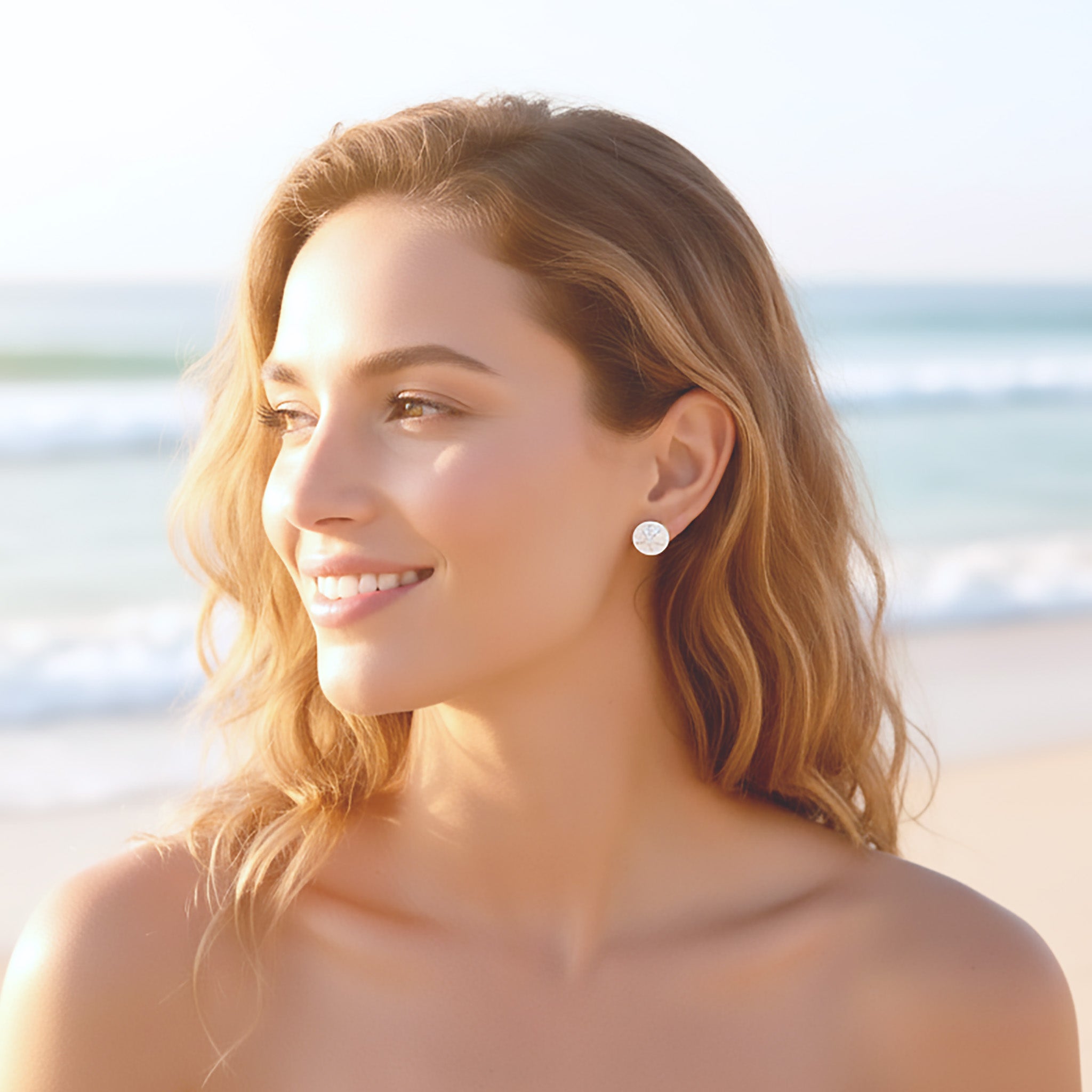 Sand Dollar Stud Earrings Real Sterling Silver 925 12mm=0.47 inch |Beach Jewelry |By Ritastephens
