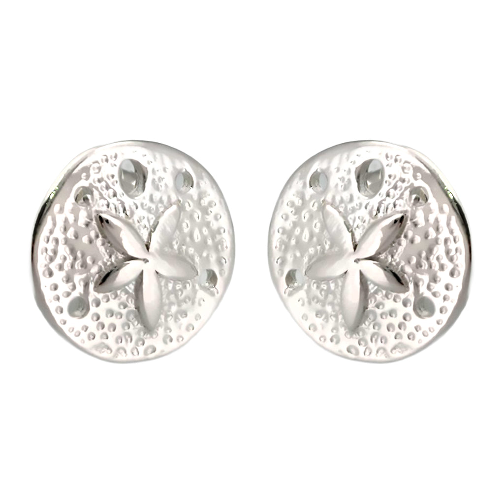 Sand Dollar Stud Earrings Real Sterling Silver 925 12mm=0.47 inch |Beach Jewelry |By Ritastephens