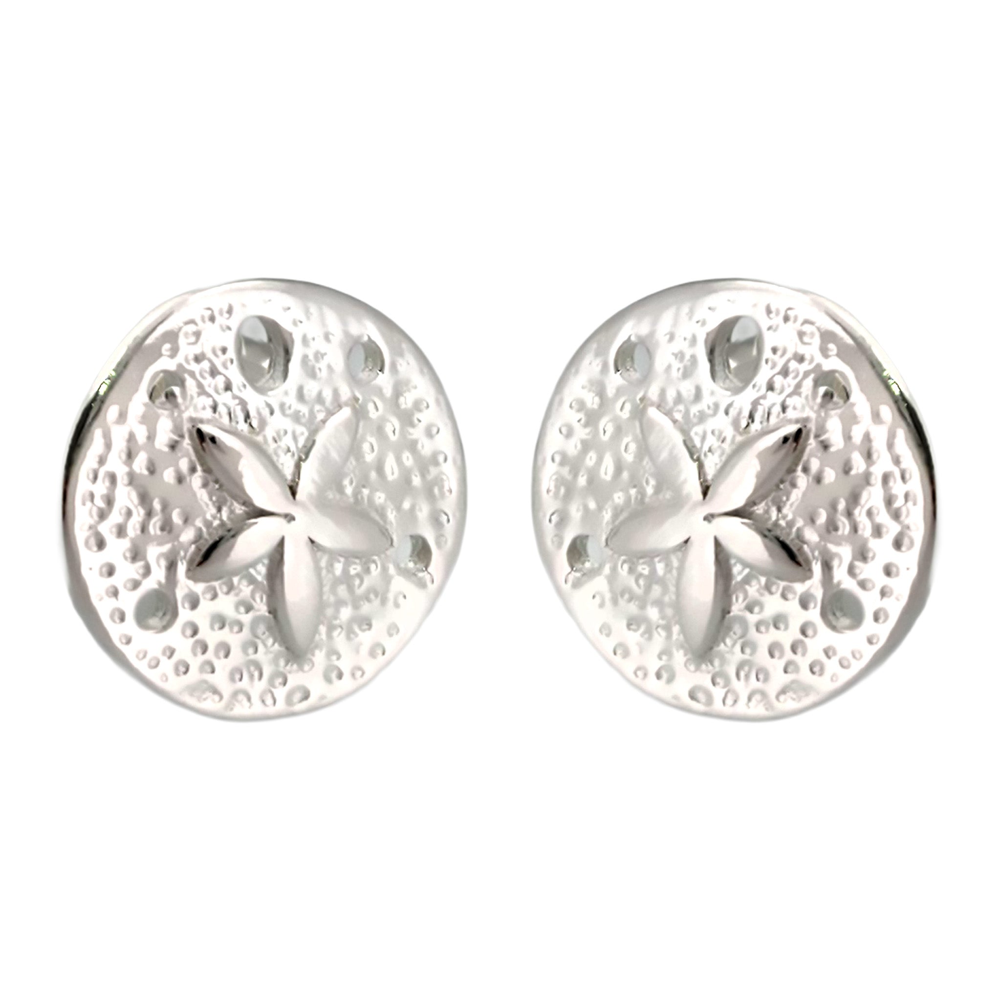 Sand Dollar Stud Earrings Real Sterling Silver 925 12mm=0.47 inch |Beach Jewelry |By Ritastephens
