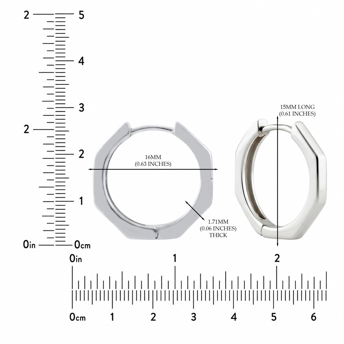 925 Sterling Silver Hexagon Hoop Earrings – Geometric Silver Hoops