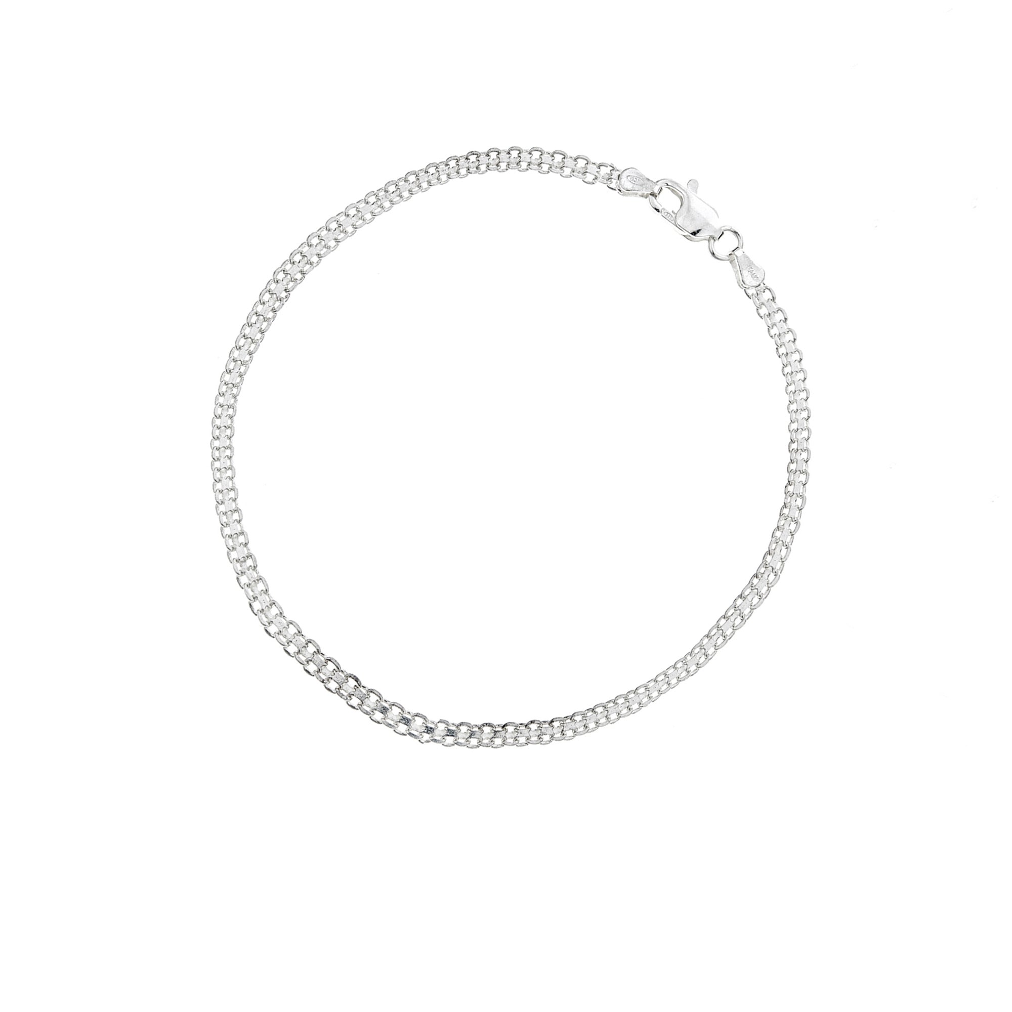 .925 Sterling Silver Bismark Bracelet - 7 Inches of Elegant Sophistication3.2mm WidthRefined High-Quality Silver Jewelry - Sterling Silver