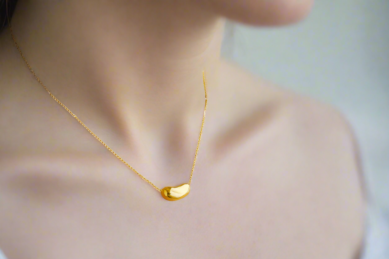 Sterling Silver Kidney Bean Charm Necklace silver tone - Silver Necklace