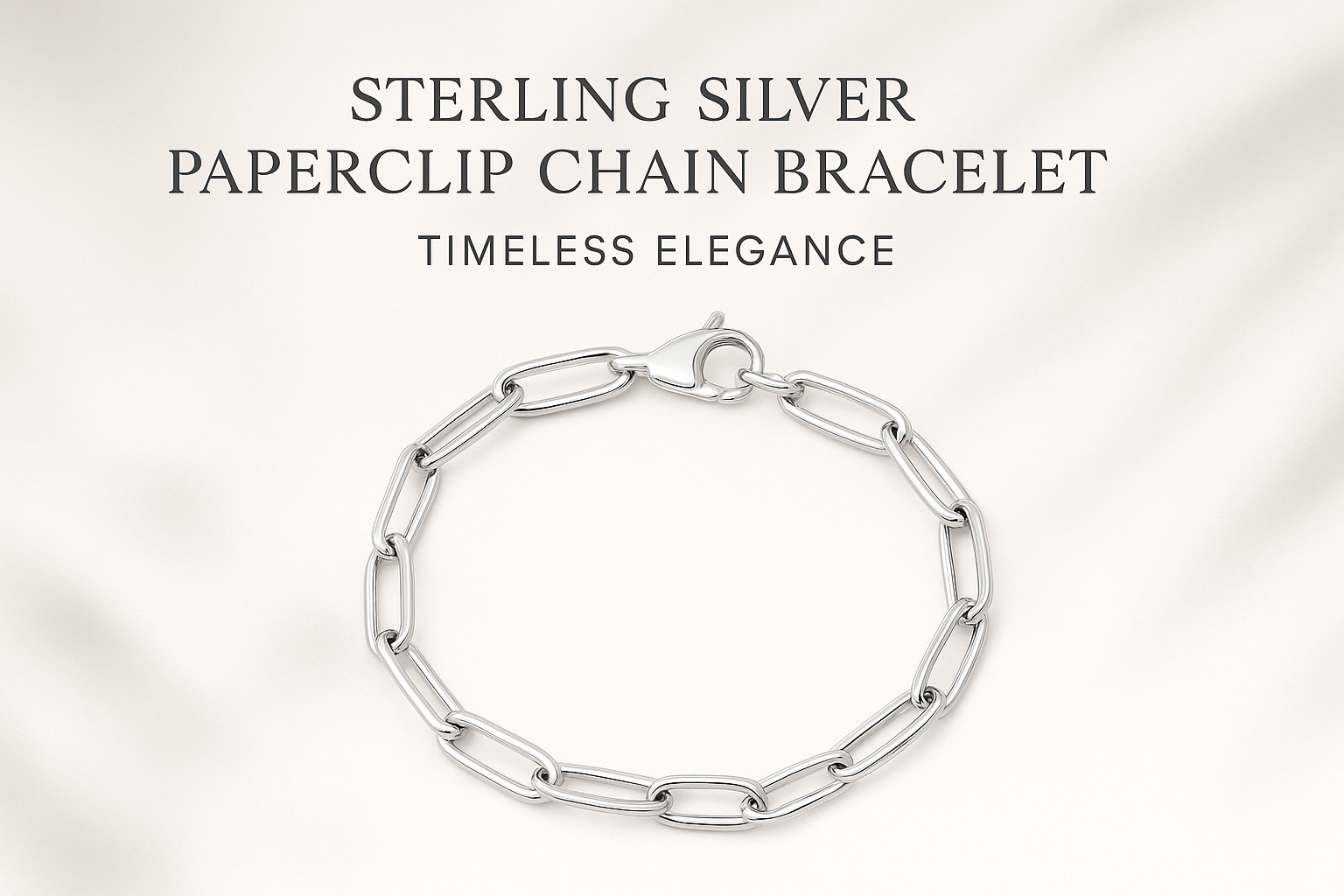 <h3>✨ sterling silver paperclip chain bracelet - modern elegance</h3>
<p><strong>experience timeless sophistication</strong> with our exquisite sterling silver paperclip chain bracelet. this contemporary piece seamlessly blends modern minimalism with classic elegance, making it the perfect accessory for any occasion.</p>
<h4>ðÿ”— key features:</h4>
<ul>
<li>
<strong>premium 925 sterling silver</strong> - genuine, stamped quality you can trust</li>
<li>
<strong>paperclip link design</strong> - modern, elonga