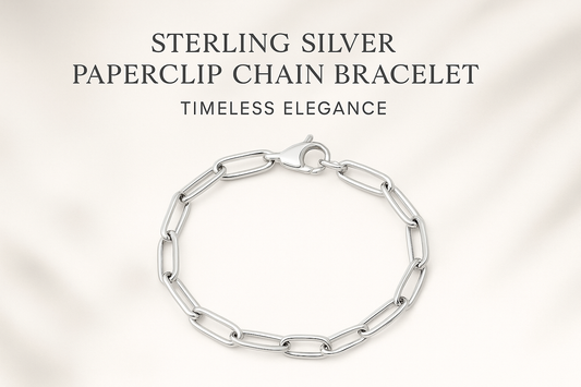 Sterling Silver Paperclip Chain Bracelet Banner