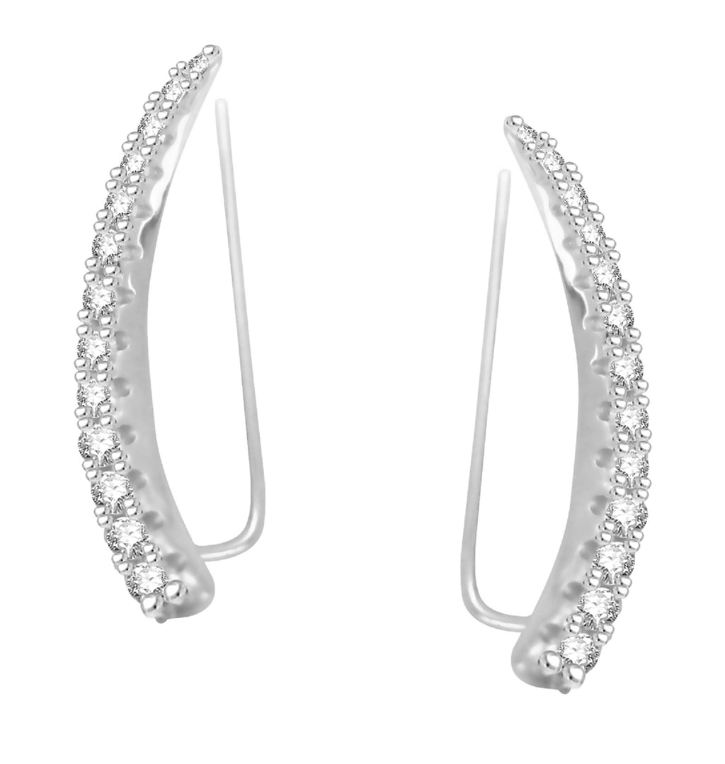 Climber Crawler Earrings 20mm-1 inch long 14K Yellow gold overlay real Sterling Silver 925 CZ