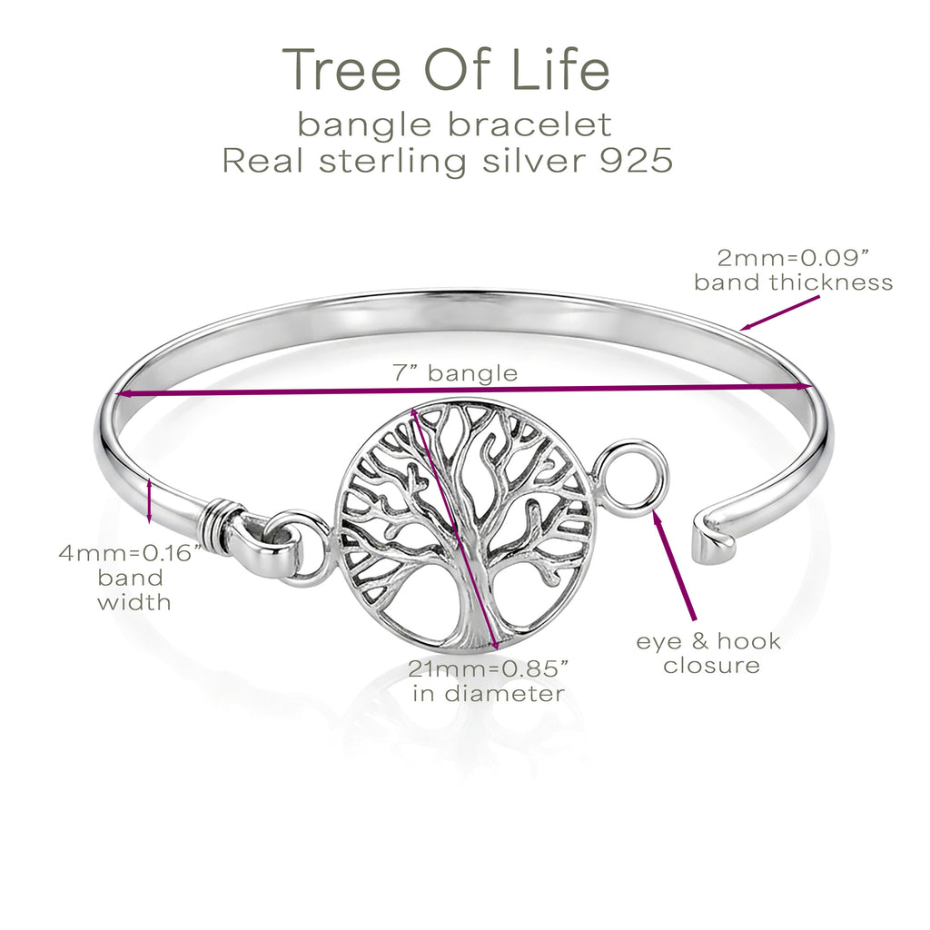 Tree of Life Bangle Bracelet | 925 Sterling Silver
