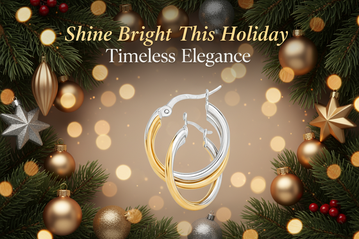 Two-Tone Hoops with Holiday Text