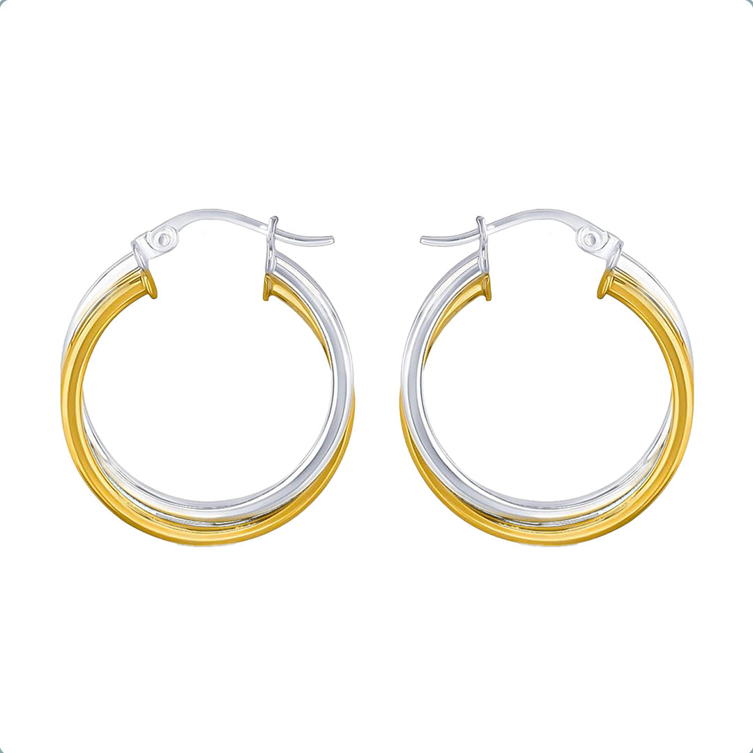 Ritastephens Two Tone Intertwined Hoop Earrings Sterling Silver 925 Yellow Gold Tone 20mm 25mm 30mm