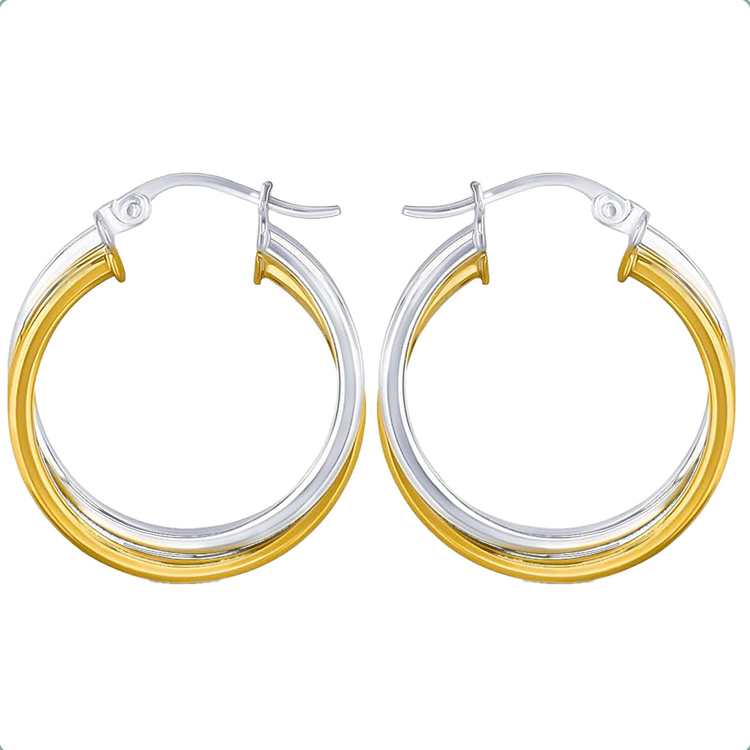 Ritastephens Two Tone Intertwined Hoop Earrings Sterling Silver 925 Yellow Gold Tone 20mm 25mm 30mm