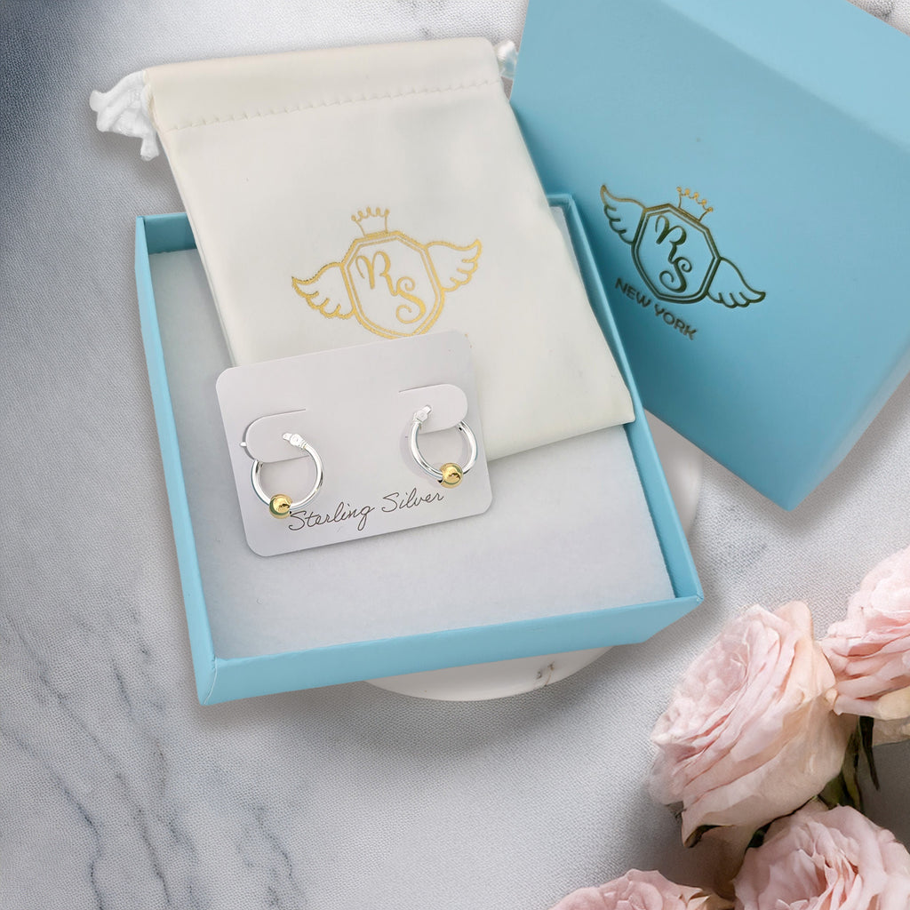 Gold Plated Sterling Silver Hoop Earrings 14mm 18mm and gift set