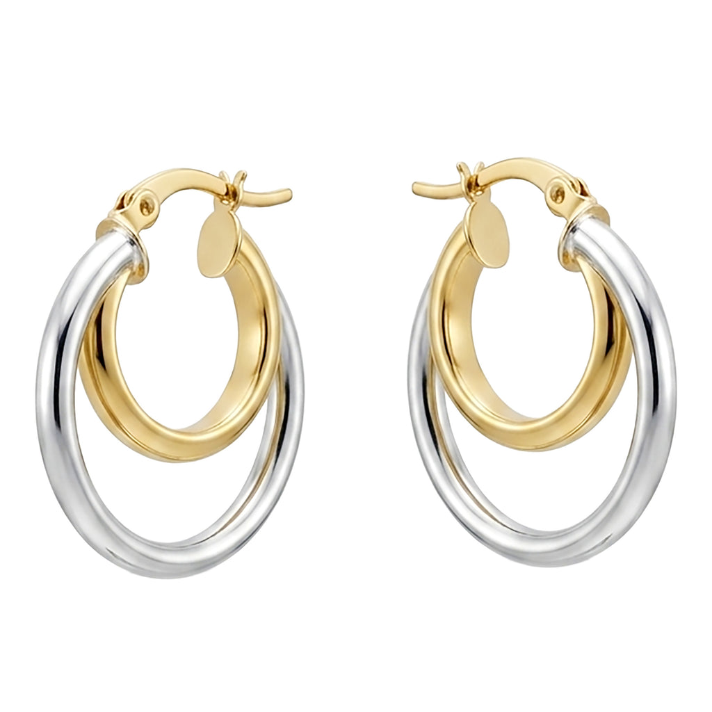 925 Sterling Silver Two Tone Intertwined Hoop Earrings – Gold & Silver Double Hoops