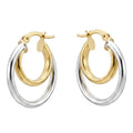 925 Sterling Silver Two Tone Intertwined Hoop Earrings – Gold & Silver Double Hoops