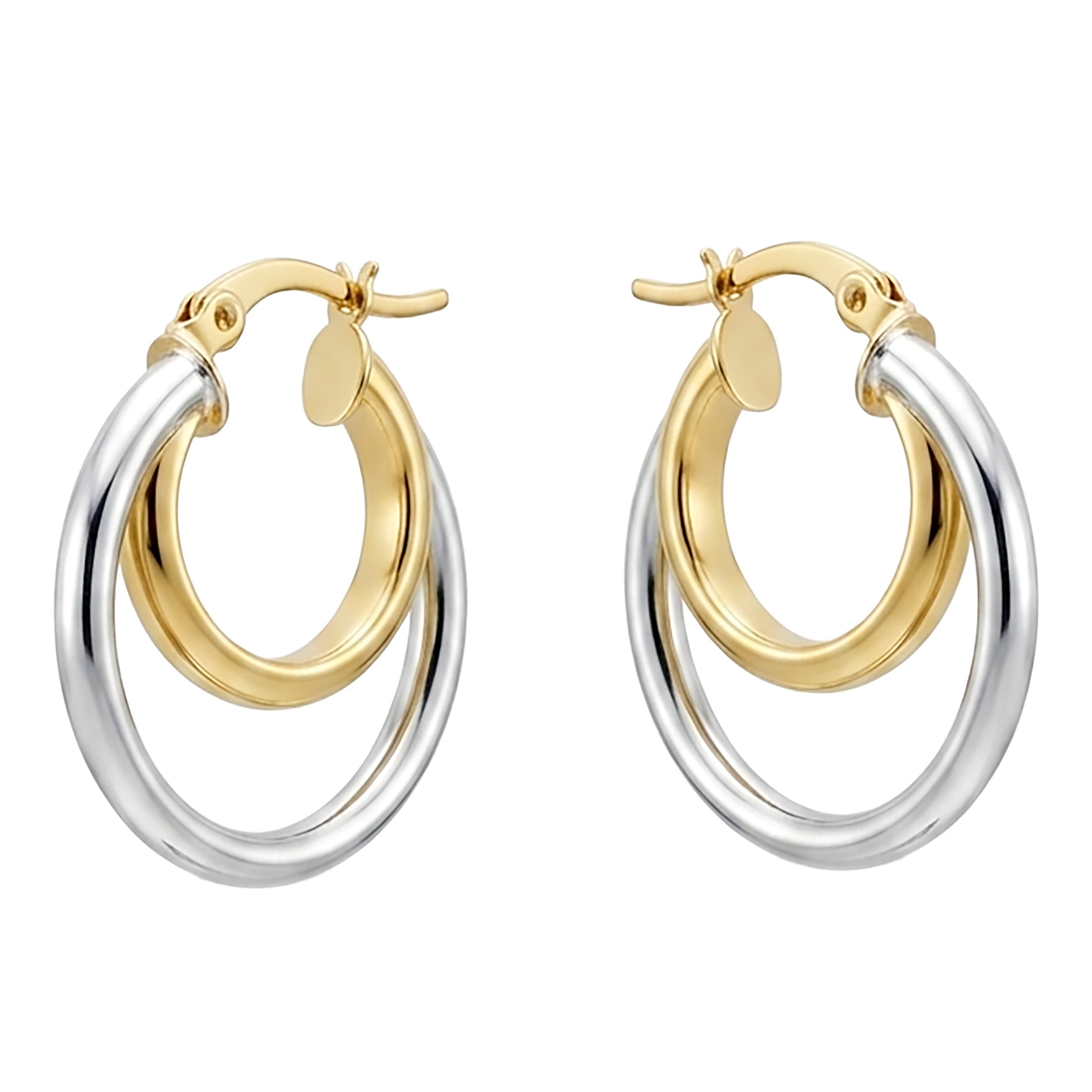 925 Sterling Silver Two Tone Intertwined Hoop Earrings – Gold & Silver Double Hoops