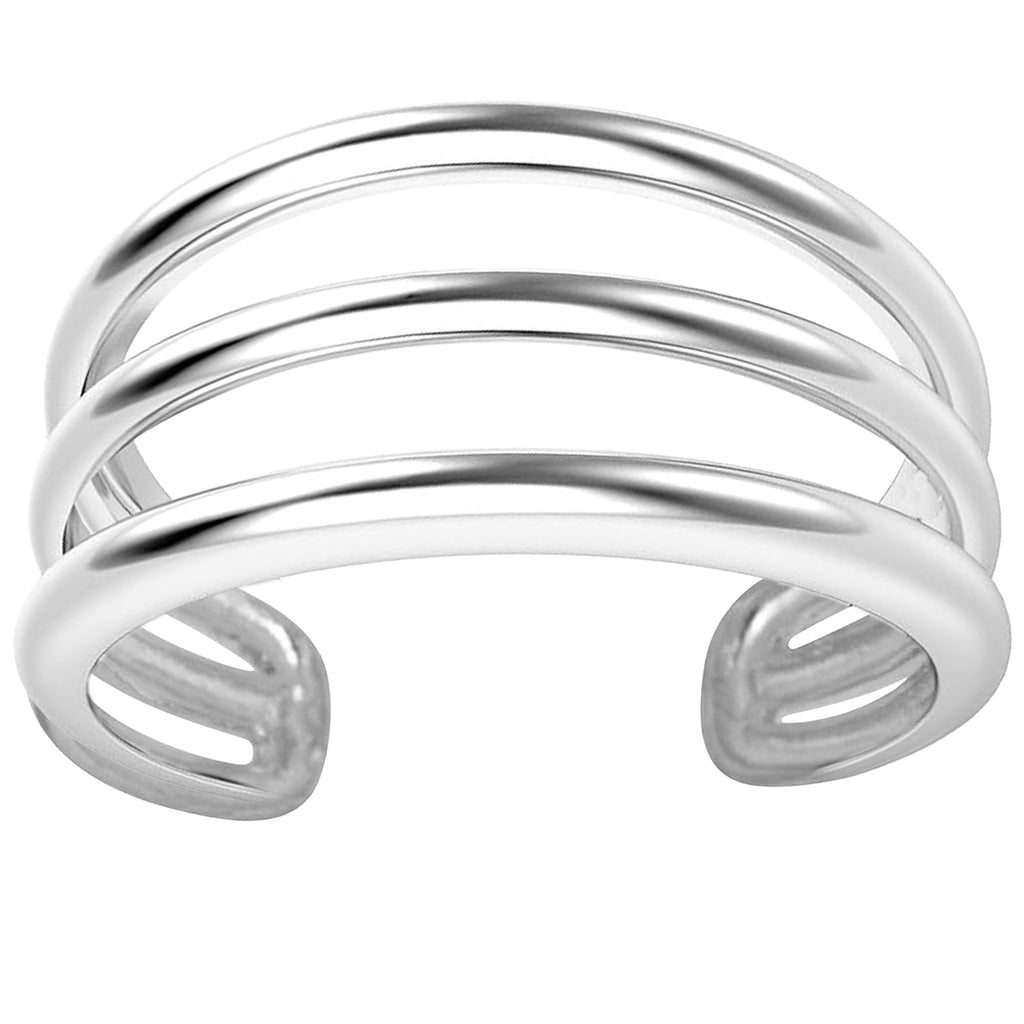 Toe Ring Real 14K White Gold Triple Row  Adjustable or Pinky ring