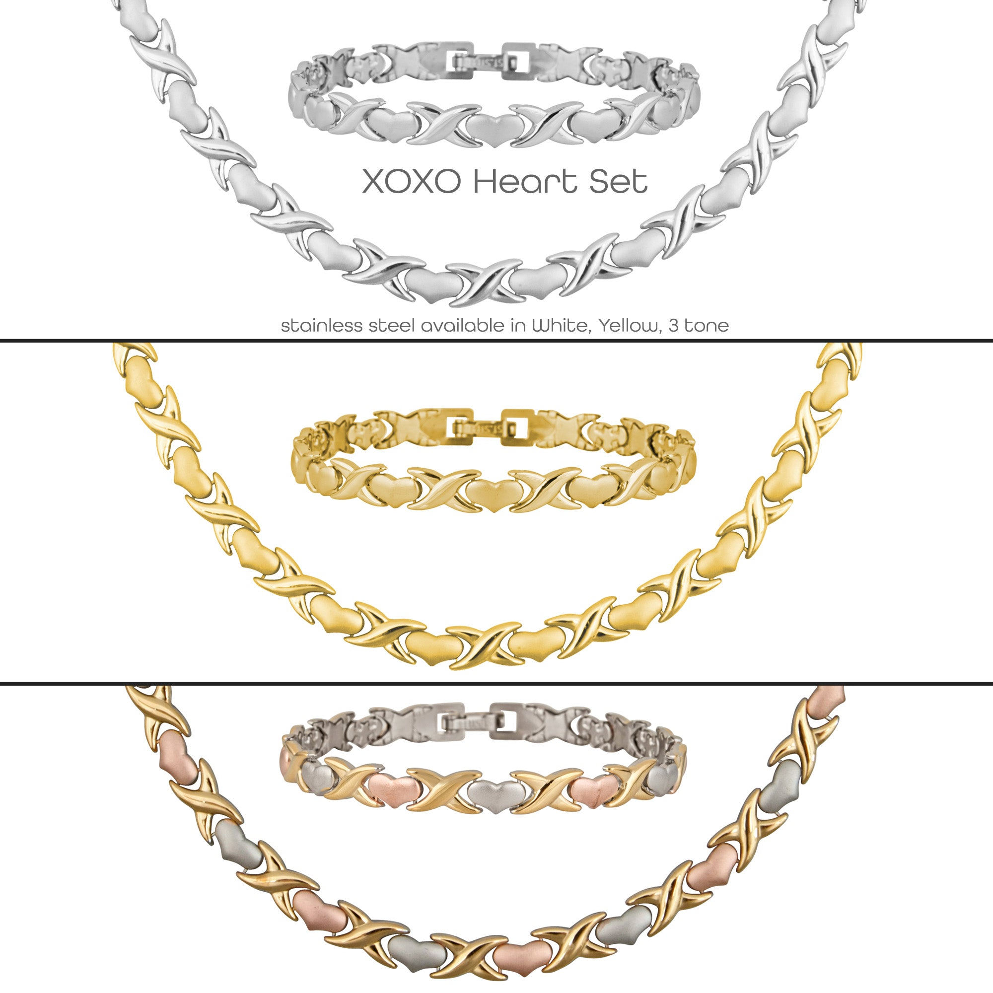 XOXO Heart Jewelry Gift Set Stainless Steel 3 Choices available