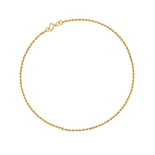 10K Yellow Gold Rope Ankle Anklet 10 Inches 1.25 Mm