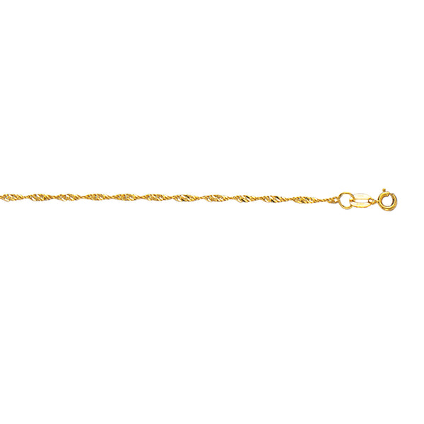 10K Yellow Gold Singapore Anklet Ankle Bracelet 10" 1.5mm