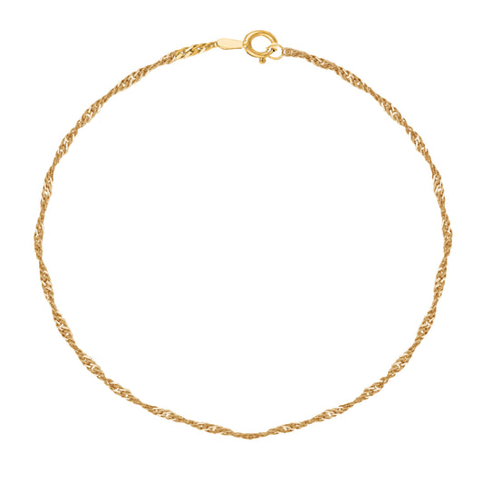 Ritastephens Elegant 10K Yellow Gold Singapore Anklet - Delicate 1.5mm Chain, 10-Inch Adjustable Ankle Bracelet for Timeless Sophistication"