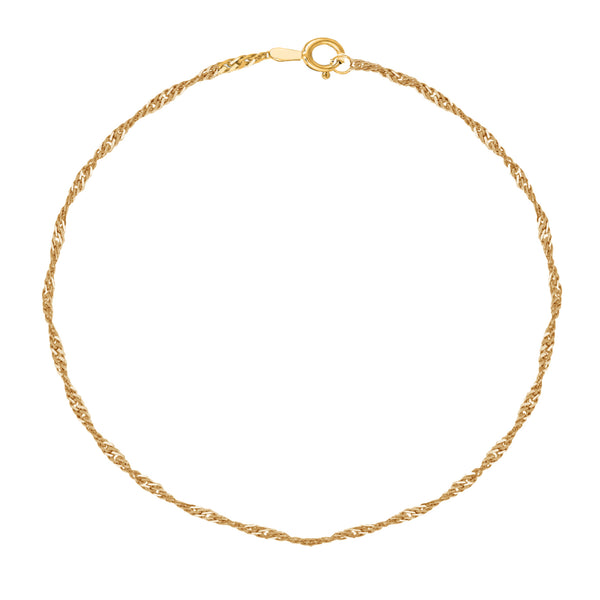 10K Yellow Gold Singapore Anklet Ankle Bracelet 10" 1.5mm