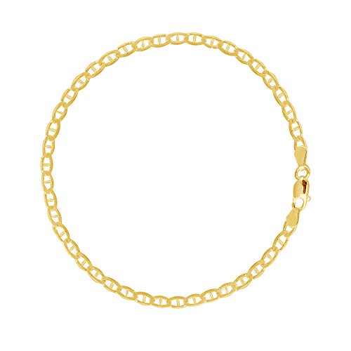 Ritastephens 10k Yellow Gold Mariner Link Foot Chain Anklet (3.2mm)