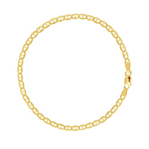 Ritastephens 10K Yellow Gold Mariner Link Foot Chain Anklet – Elegant 10 Inches with 2.3mm Links, High-Quality Solid Gold Anklet for a Classic and Durable Design