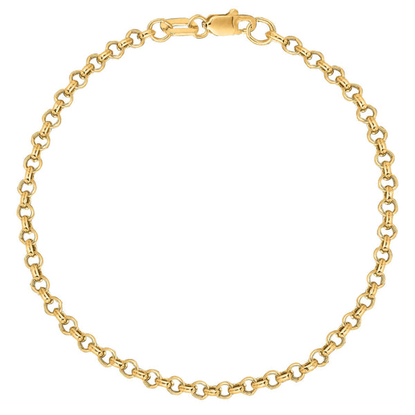10k Solid Yellow Gold Rolo Link Wrist Bracelet Chain 2.3mm 7 Inches