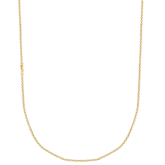 Ritastephens 10K Solid Yellow Gold Rolo Link Chain Necklace – 2.3mm, Available in 16", 18", and 20" Lengths