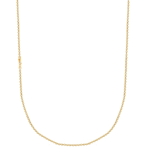 10k Solid Yellow Gold Rolo Link Chain Necklace 2.3mm 16, 18, 20 Inches