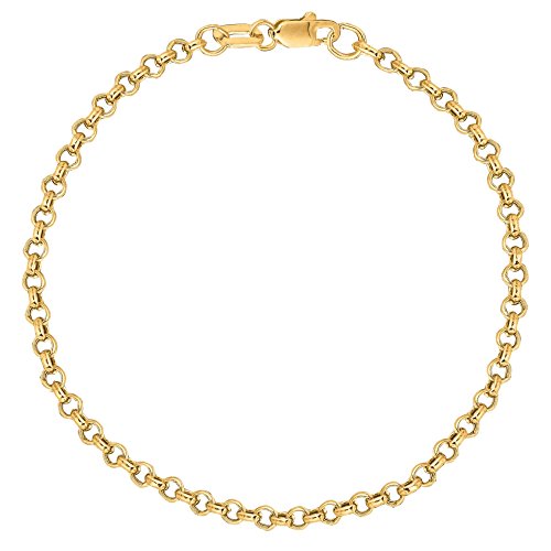 Ritastephens 10K Yellow Gold Rolo Foot Chain Anklet – Versatile 10k Gold Rolo Chain, Perfect as an Anklet, Bracelet, or Necklace, Elegant Design with Classic Rollo Links for Timeless Style and Durability