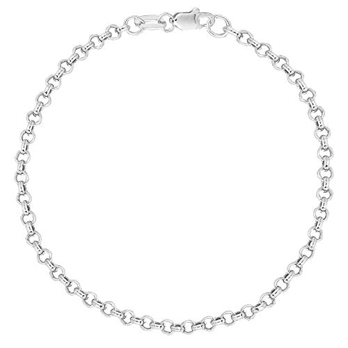 10K Solid White Yellow Gold Rolo Foot Ankle Chain Anklet and Bracelet 2.3mm