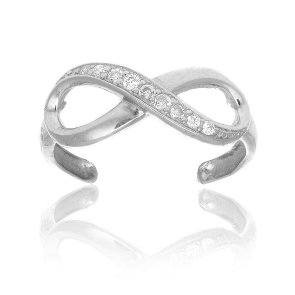 Sterling Silver CZ Infinity Adjustable Body Jewelry Toe Ring