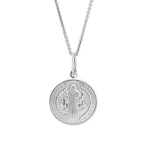 Ritastephens Sterling Silver or Gold tone San Benito Saint Benedict Medallion Medal Charm Necklace