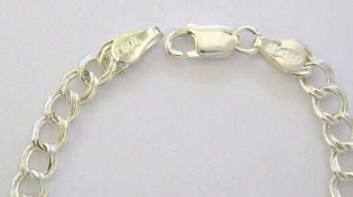 Sterling Silver Charm Link Bracelet 7 1/2" !