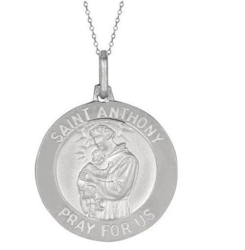 .925 Sterling Silver Saint St Anthony Medal Charm Pendant Necklace 21mm