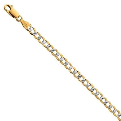 .925 Sterling Silver Gold Overlay Curb Chain Necklace 24" 3.2mm