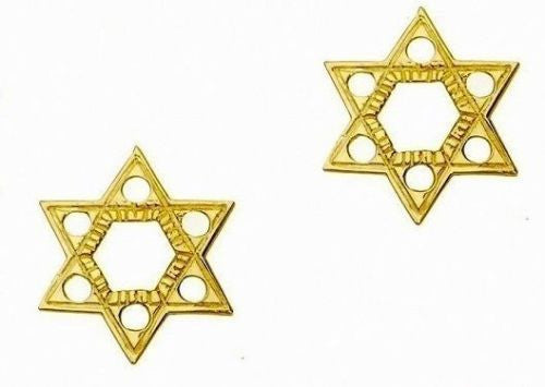 14K Yellow Gold Jewish Faith Star of David Stud Earrings New
