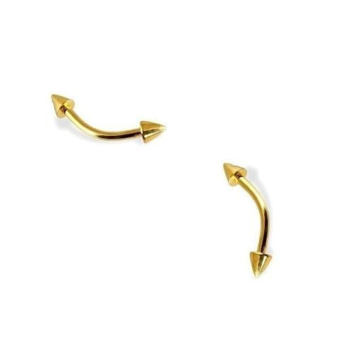 14k Solid Gold Yellow Cone Eyebrow Ring Body Jewelry