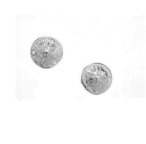 .925 Sterling Silver Sand Dollar Post Stud Earrings Small 9mm