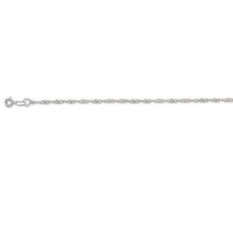 .925 Sterling Silver Singapore Rope Sparkle Chain Necklace 20" 1.4mm  New