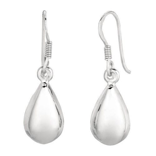 .925 Sterling Silver Teardrop Dangle Kidney Wire Back Earrings